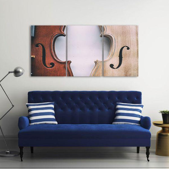 Raw Violins 3 Panels Canvas Wall Art Decor