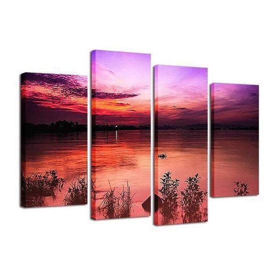 Red And Purple Sunset Canvas Wall Art Ideas