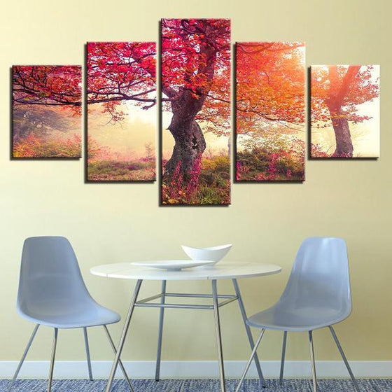 Red Autumn Trees Canvas Wall Art