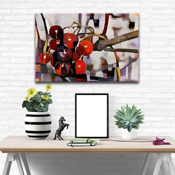 Red Berries Cubism Canvas Wall Art Decor