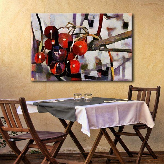 Red Berries Cubism Canvas Wall Art Dining Room