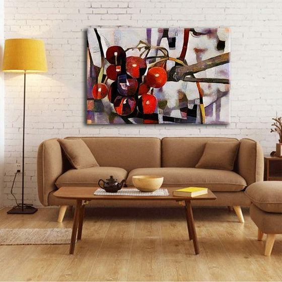 Red Berries Cubism Canvas Wall Art Living Room