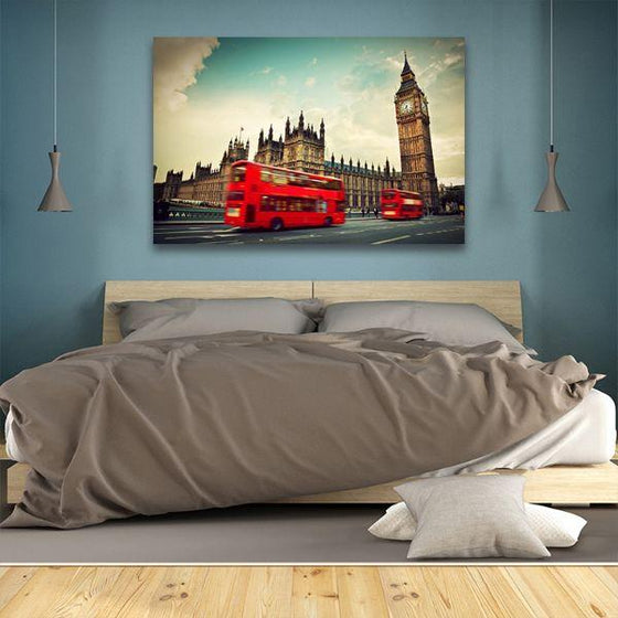 Red Bus On Westminster Canvas Wall Art Bedroom