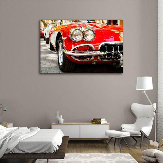 Red Classic Chevy Corvette Canvas Wall Art Living Room