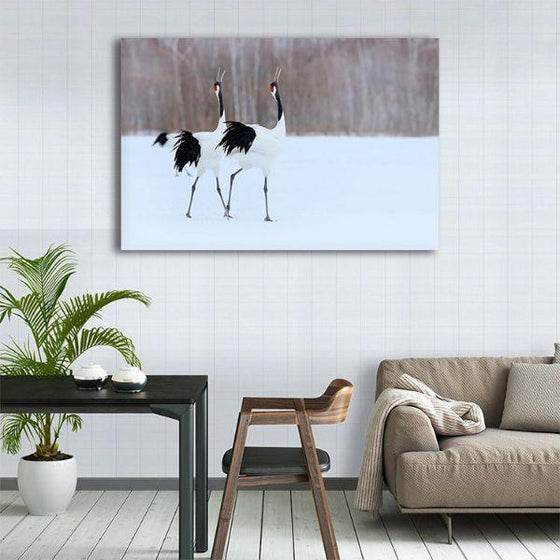 Red Crown Cranes Canvas Wall Art Decor