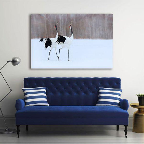 Red Crown Cranes Canvas Wall Art Living Room