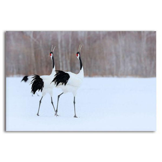 Red Crown Cranes Canvas Wall Art