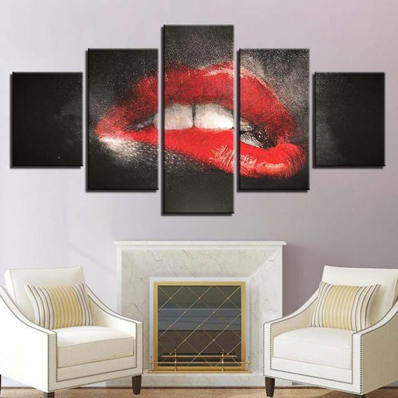 Red Lips Canvas Wall Art Living Room
