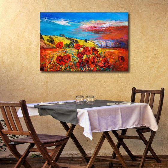 Red Poppies Landscape Wall Art Decor