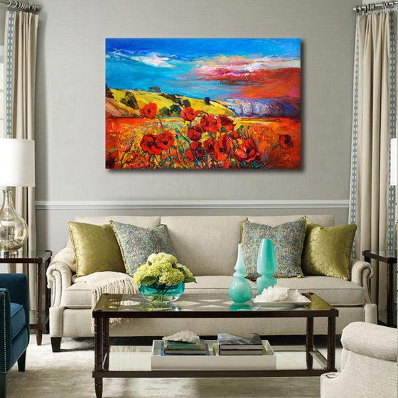 Red Poppies Landscape Wall Art Print