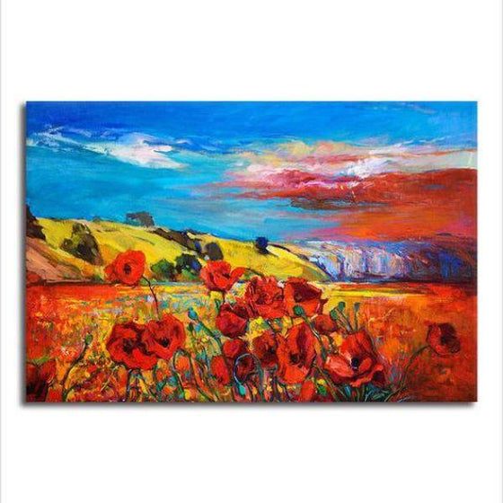 Red Poppies Landscape Wall Art