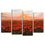 Red Poppy Field At Sunset 4 Panels Canvas Wall Art