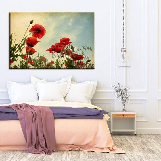 Red Poppy Flowers Canvas Wall Art Bedroom