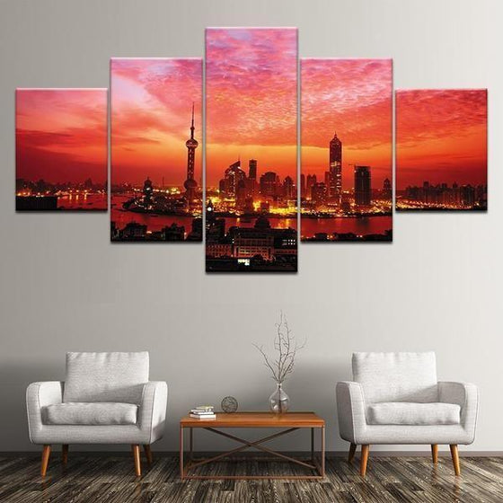 Red Sunset Wall Art Canvas