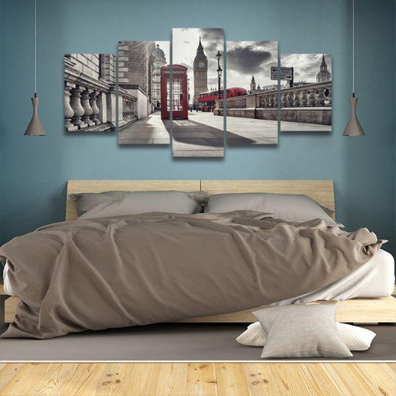 Red Telephone Booth Canvas Wall Art Bedroom