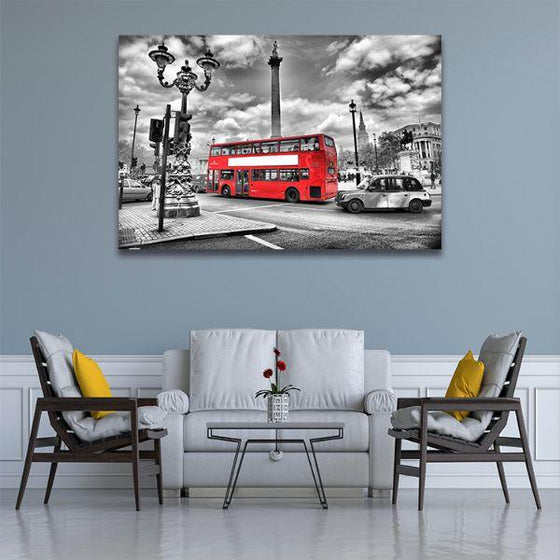 Double Decker Bus In Istiklal Canvas Wall Art Living Room