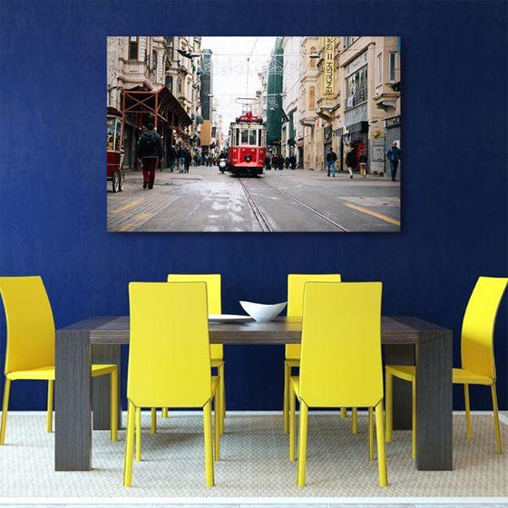 Red Tram In London Street Canvas Wall Art Dining Room