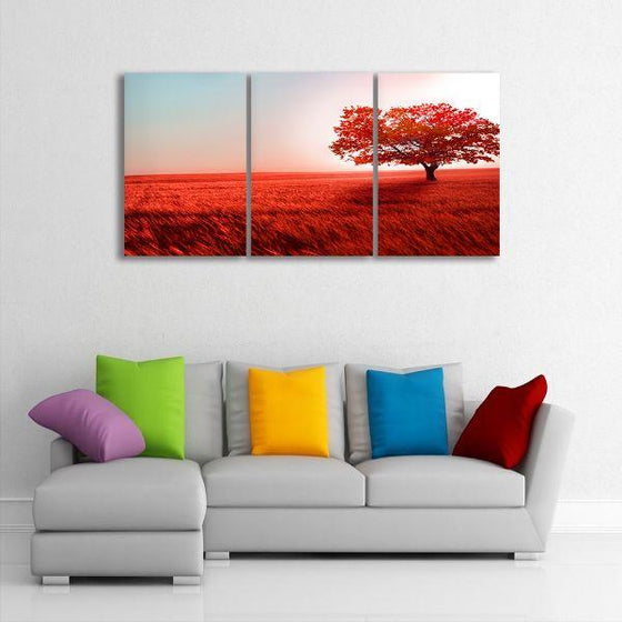 Red Tree Landscape Canvas Wall Art Living Room