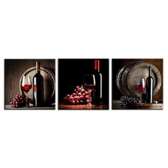 Red Wine Bottles Canvas Wall Art