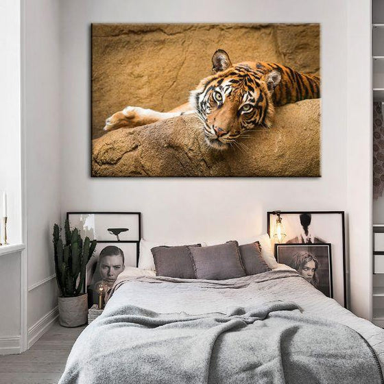 Relaxed Wild Tiger Canvas Wall Art Bedroom