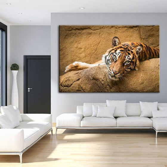 Relaxed Wild Tiger Canvas Wall Art Living Room