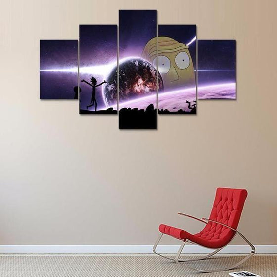 Rick and Morty Inspired Earth Reflection Canvas Wall Art Living Room
