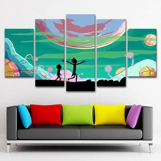 Rick and Morty Inspired Lunar Canvas Wall Art Decor