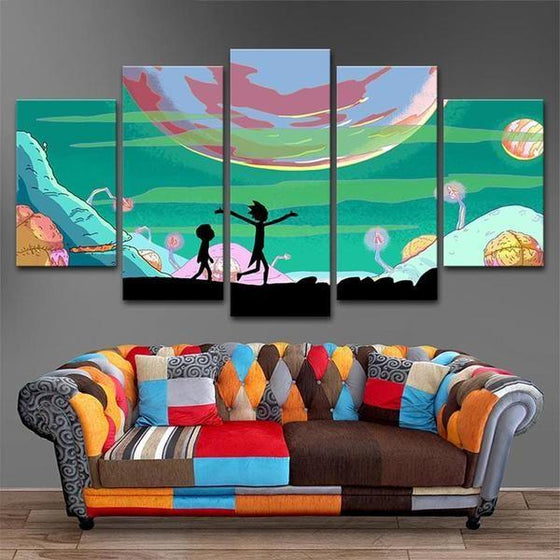 Rick and Morty Inspired Lunar Canvas Wall Art Prints