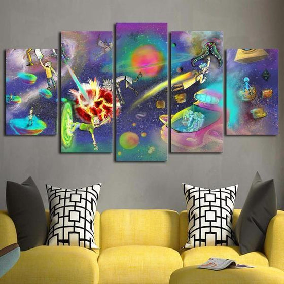 Rick and Morty Inspired Space Adventures Canvas Wall Art Prints
