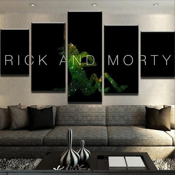 Rick & Morty Inspired Green Silhouette Canvas Wall Art