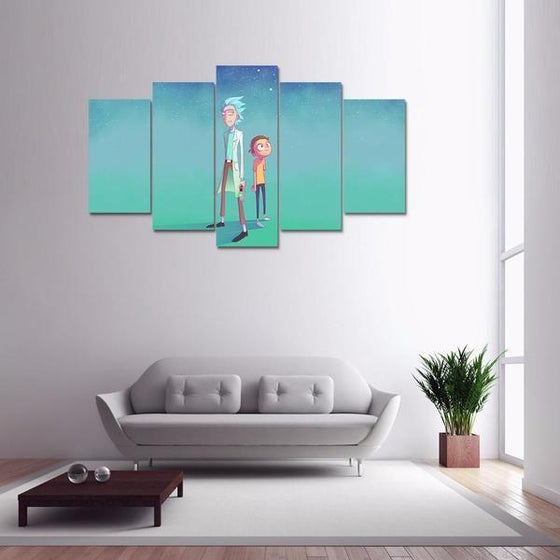 Rick and Morty Inspired Green Space Canvas Wall Art Living Room