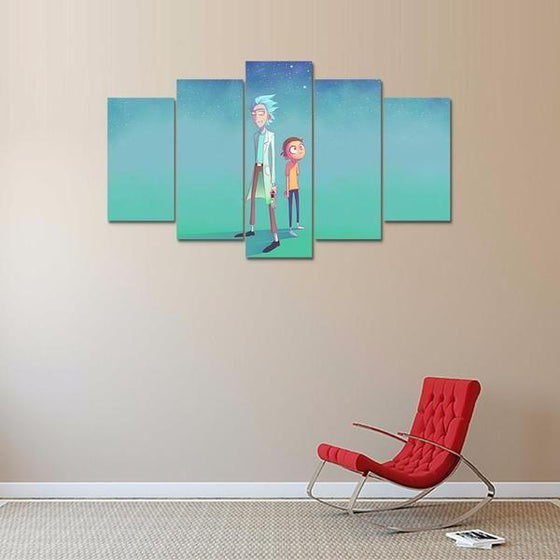 Rick and Morty Inspired Green Space Canvas Wall Art Decor