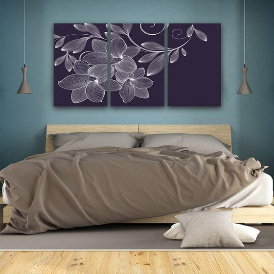 Romantic Flowers 3 Panels Canvas Wall Art Bed Room