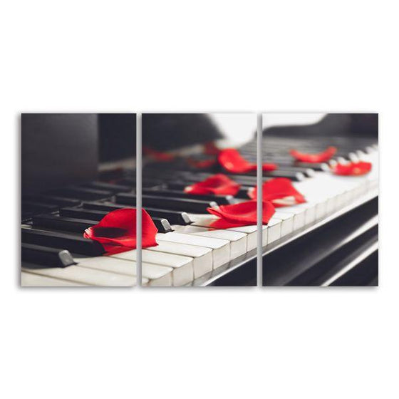 Romantic Piano Keys 3 Panels Canvas Wall Art