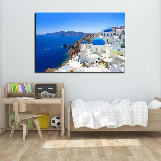Romantic Santorini View Wall Art Bedroom