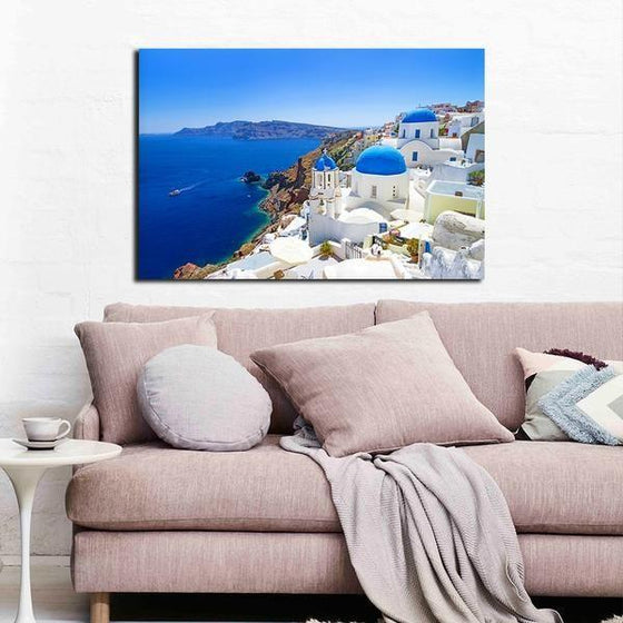 Romantic Santorini View Wall Art Living Room