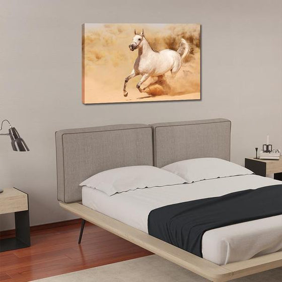 Running White Horse Canvas Wall Art Bedroom