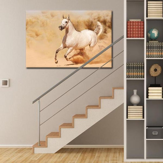 Running White Horse Canvas Wall Art Ideas