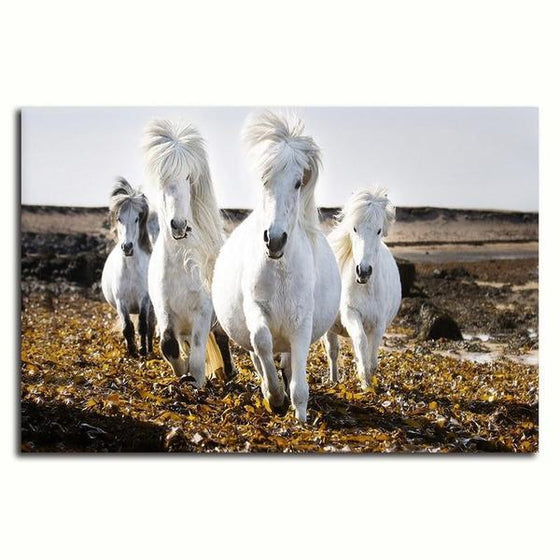 Running White Horses Canvas Wall Art
