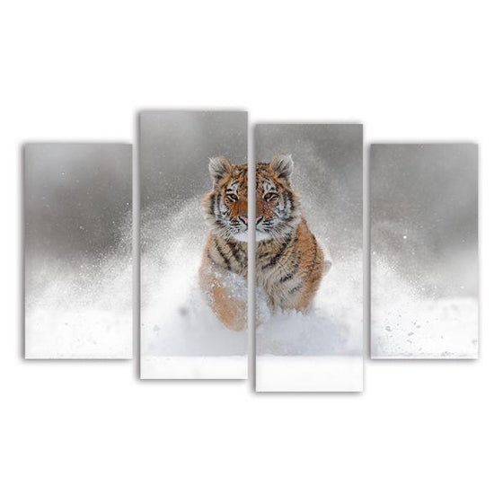 Running Wild Tiger 4 Panels Canvas Wall Art