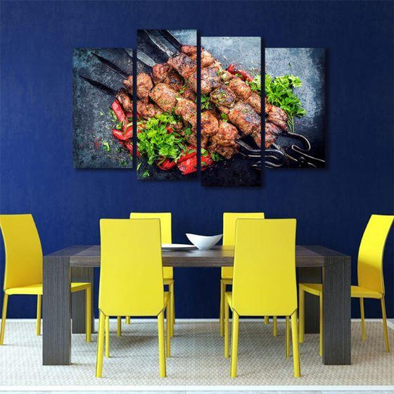 Russian Shashlik 4 Panels Canvas Wall Art Dining Room