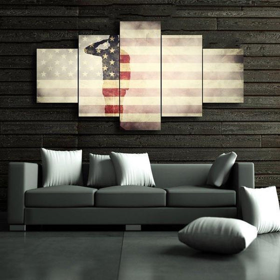 Rustic American Flag Wall Art Canvas