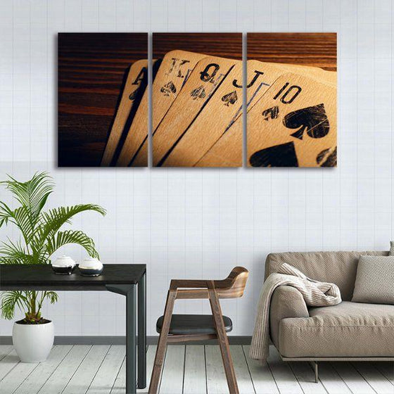 Rustic Playing Cards 3 Panels Canvas Wall Art Decor