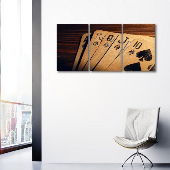 Rustic Playing Cards 3 Panels Canvas Wall Art Print