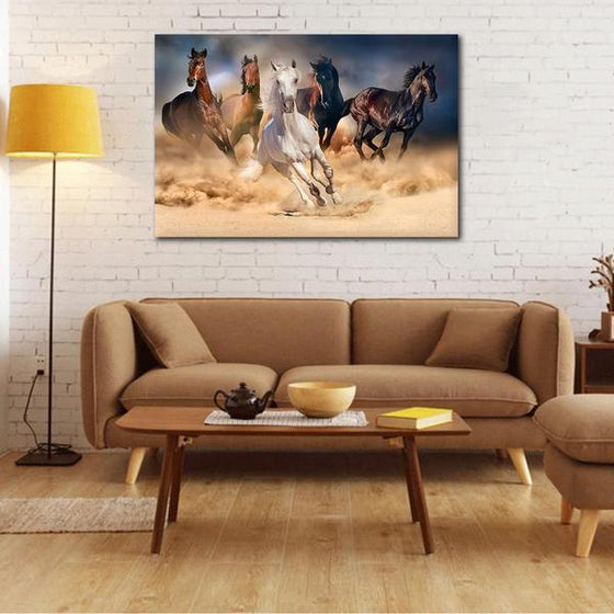 Rustic Wild Horses Canvas Art Living Room