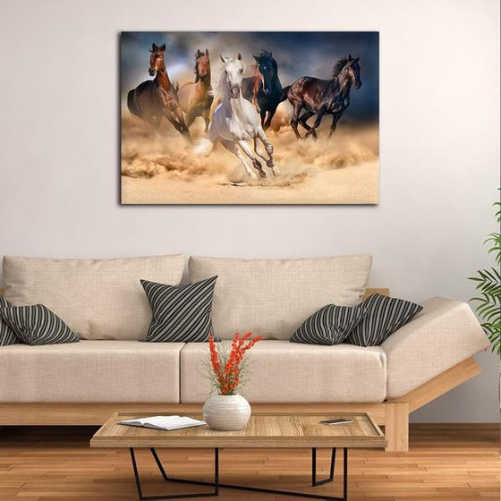 Rustic Wild Horses Canvas Art Print