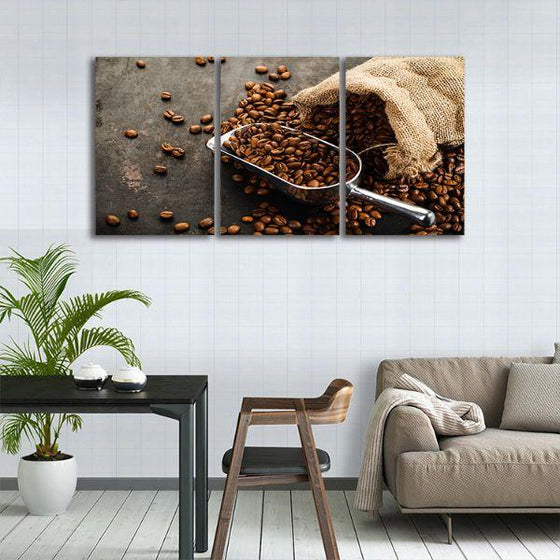 Sack Of Coffee Beans 3 Panels Canvas Wall Art Decor