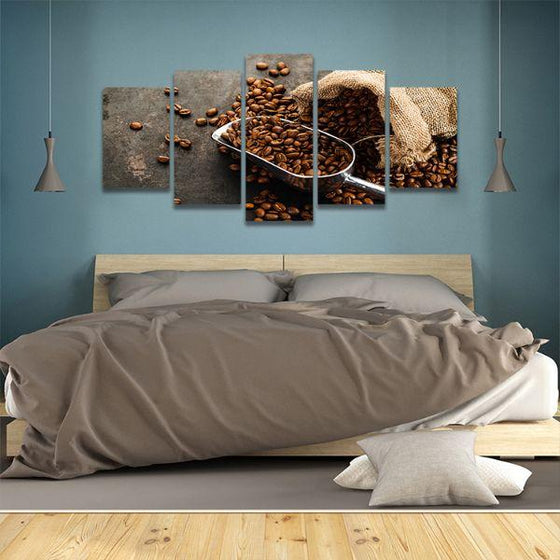 Sack Of Coffee Beans 5 Panels Canvas Wall Art Bedroom