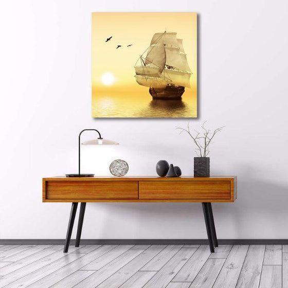 Sailboat In The Ocean Canvas Wall Art Decor