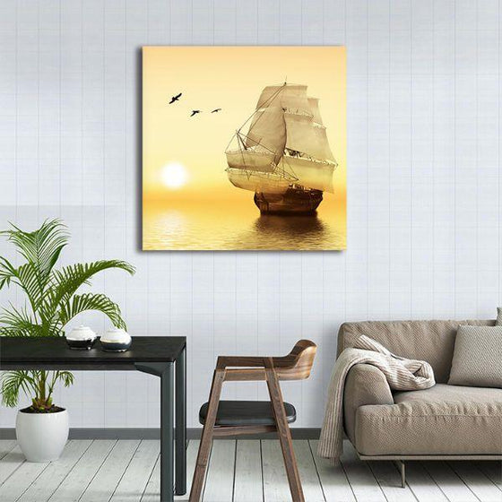 Sailboat In The Ocean Canvas Wall Art Dining Room